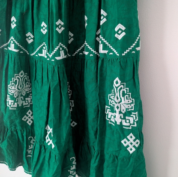 Anthropologie Mitra Embroidered Maxi Skirt Green - Picture 10 of 10